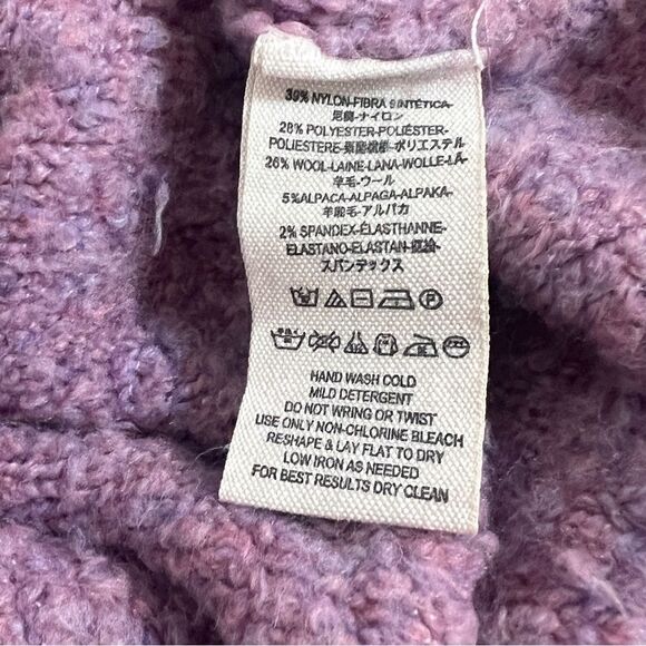 Free People Stormy Pullover Sweater Pink Purple S Cowl Neck Boucle Teddy Crop - Picture 15 of 16